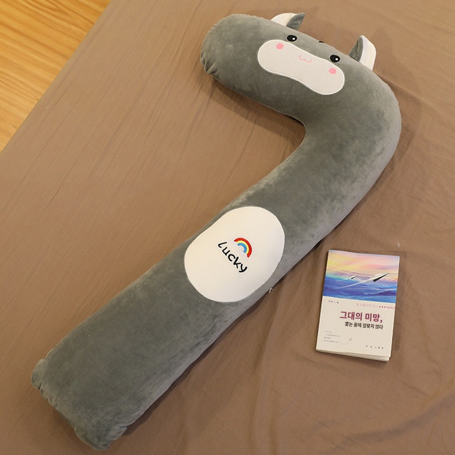 ㄱ자 롱쿠션 침대 긴베개 기역자 죽부인용, 스몰사이즈: 100cmX50cm (안감 탈부착 가능), 회색햄스터, 1개