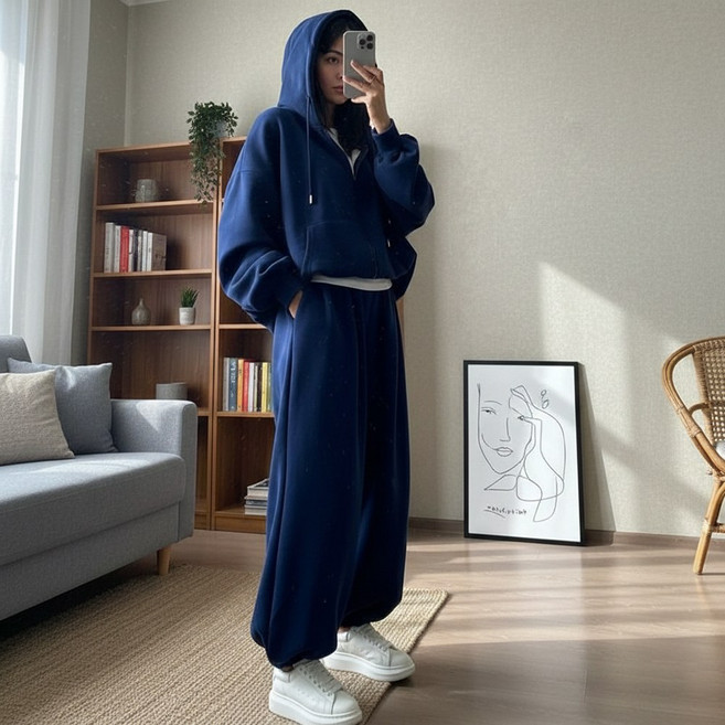 UPPERCUT 여성 저지 벌룬핏 조거 후드 집업 셋업 트레이닝 상하의 봄가을 츄리닝 세트