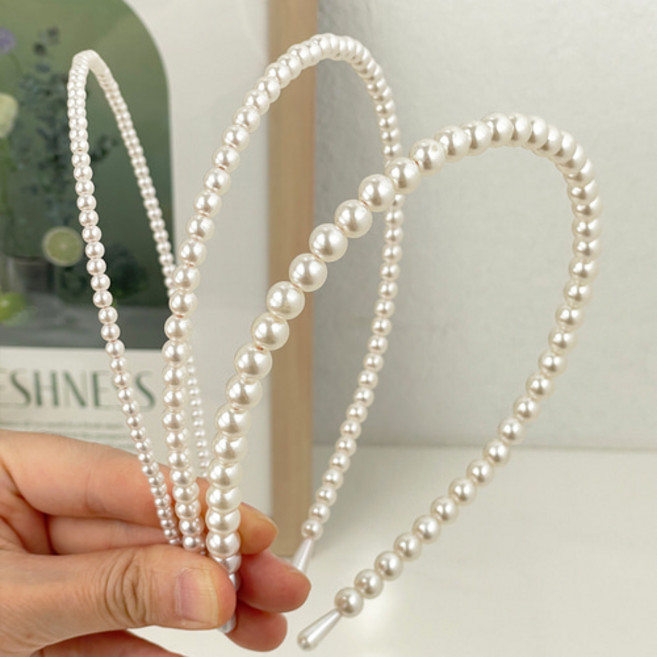 심플 진주 헤어밴드 슬림 얇은 머리띠
