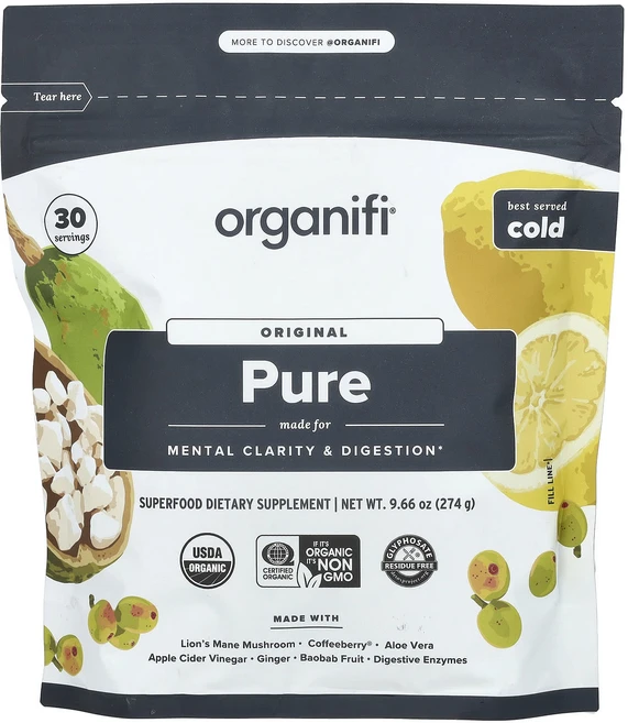 즐거운겨울입니다 Organifi 오리지널 퓨어 274g(9.66oz) 화이트크리스마스를위해, Organifi 오리지널 퓨어 274g966oz - 쿠팡
