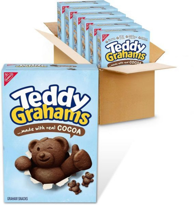 Teddy Grahams 크래커 비스킷 테디 그래햄 초콜릿 스낵 대용량 간식 610온스 박스, 10 온스 (6팩)