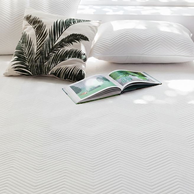 어바웃코지 쿨웨이브 냉감패드 여름 침대패드 쿨매트 시원한 매트리스패드 SS Q K, 화이트