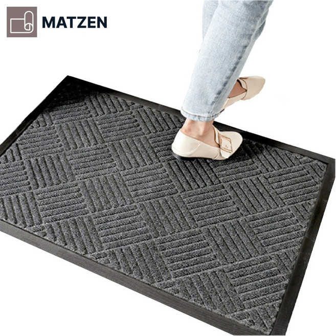 매트젠 격자무늬 업소용 신발털이 현관 매트 4컬러 발판 깔판, 1개, 차콜 90x150