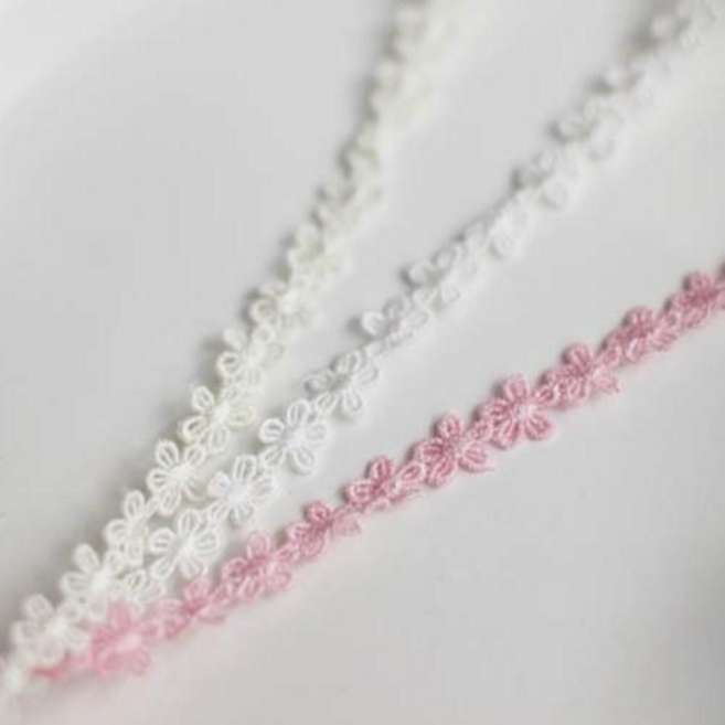 리본빌 면레이스 국산레이스 46종, 1마(90cm), 1개, 큐티 데이지 레이스 리본(병아리)