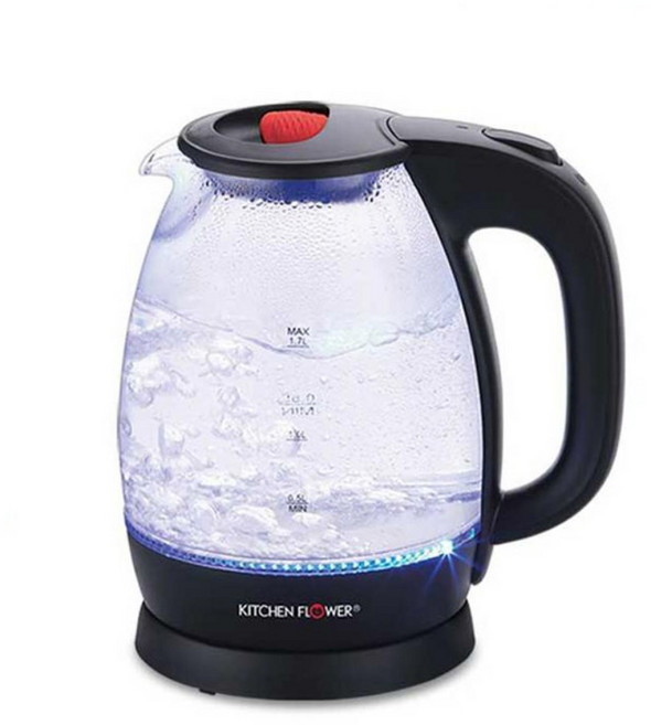 키친플라워 룩스 글라스 커피 라면 스텐 유리 전기 주전자 포트