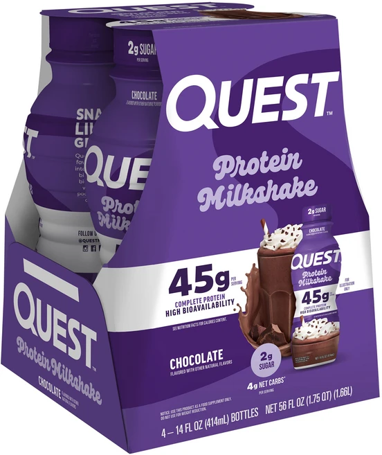 퀘스트뉴트리션 프로틴 밀크셰이크 초콜릿 4개입, 1개, 1.66L - 쿠팡