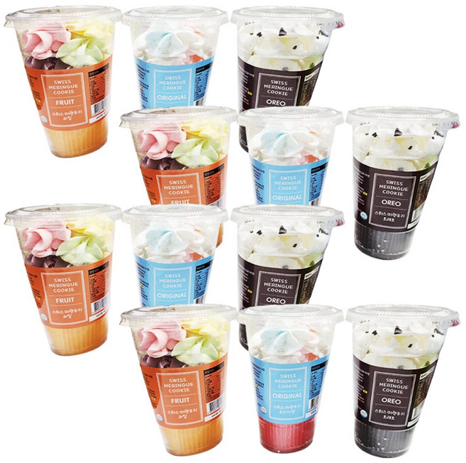 스위스 머랭 쿠키컵 과일 30g(4입)+오레오30g(4입)+오리지널30g(4입) 총12입 (소비기한 26.05.30), 12개, 30g