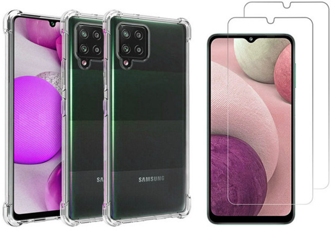 스톤스틸 갤럭시 A12 강화유리 보호필름 액정 방탄 필름 강화유리필름 2매 + 투명 TPU 범퍼 케이스 2개, 강화유리2매+투명범퍼2개, 1개