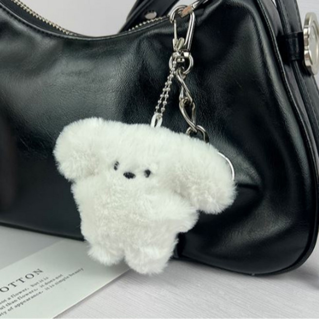 강아지키링 가방장식 반려견열쇠고리, 화이트