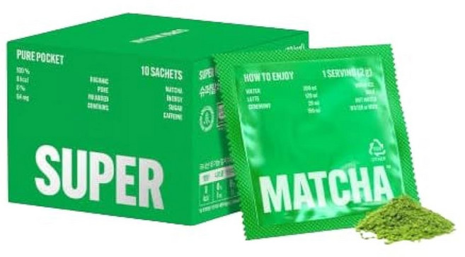 슈퍼 말차 파우더 10포 싱글 오리진 말차 무가당 무설탕 0.71온스(20g), 20g, 10개, 10개입
