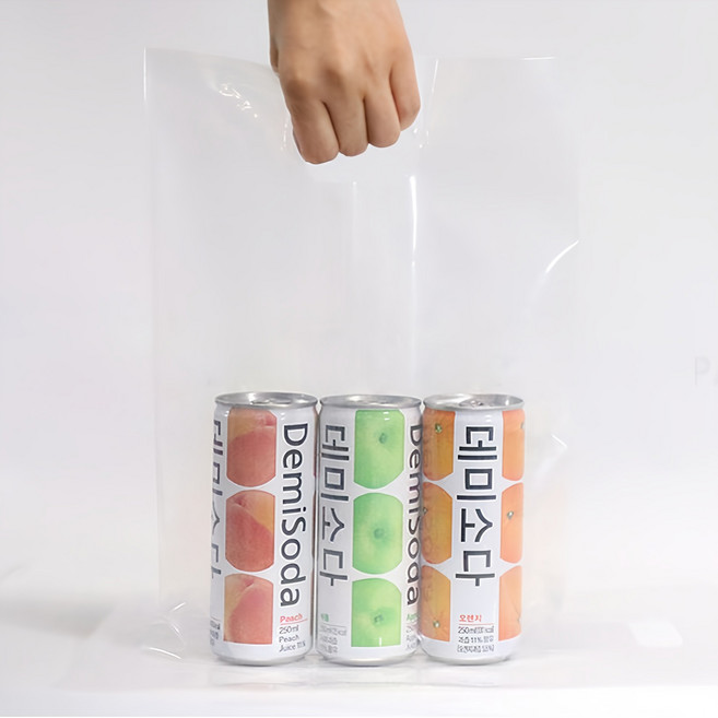 PE 손잡이 비닐 쇼핑백 일반 타입, 투명, 100개