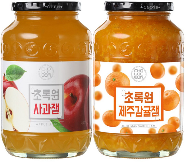 초록원 과일잼3종 1kg+1kg (딸기잼/사과잼/파인애플망고잼), 1세트