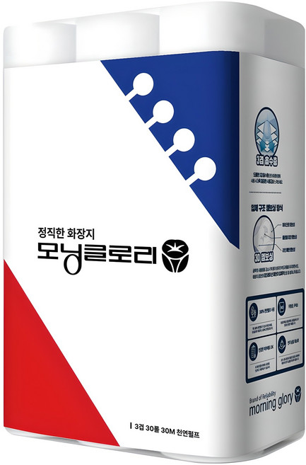 모닝글로리 3겹 정직한 프리미엄 천연펄프 화장지, 30m, 30개입, 1개