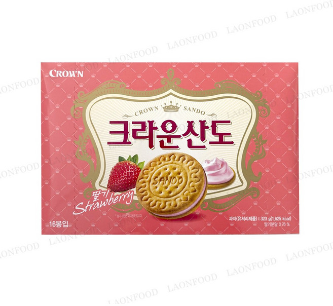 크라운 과자 스낵 딸기 산도 323g 맛있는 아이들 어른 탕비실 디저트 간식, 1개