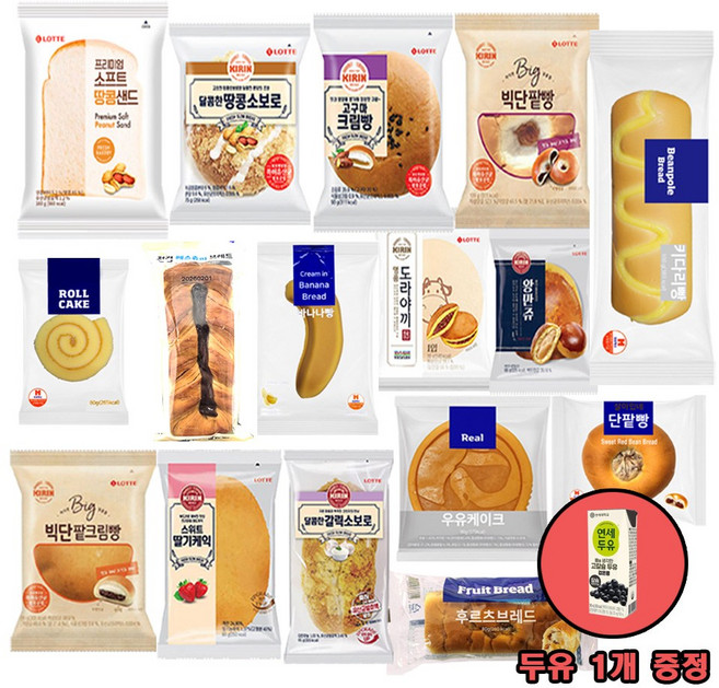 기린빵 롯데빵 삼립빵 부성식품 수제빵 랜덤빵 세트 + 사은품, 80g, 10개