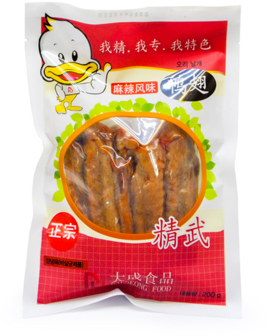 왕부정 중국식품 매콤한 오리날개 야츠 마라맛 간식 안주, 1개, 200g