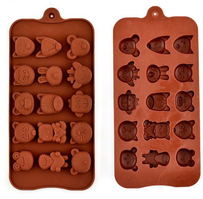 4000 실리콘 초콜릿 몰드, 1개, 1-동물얼굴