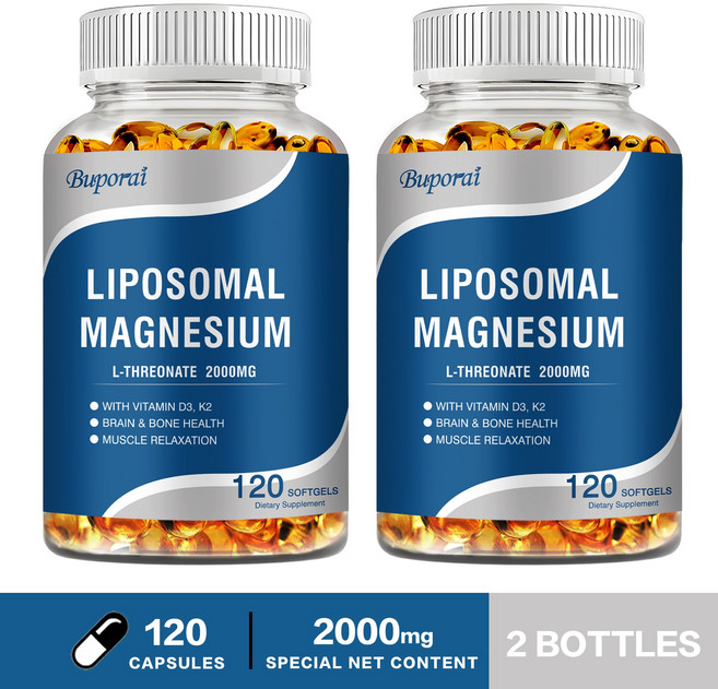 Buporai 脂質體鎂 L-蘇糖酸鹽 2000mg 膠囊 促進腦部與骨骼健康, 240組
