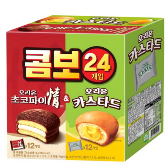 오리온 콤보 초코파이 정 39g x 12p + 카스타드 23g x 12p, 744g, 50개