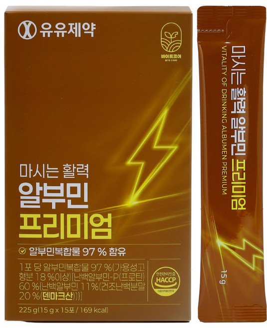 유유제약 마시는 활력 알부민 프리미엄, 15g, 15개
