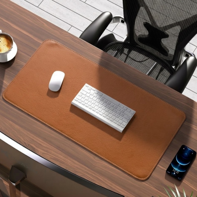 프리미엄 논슬립 가죽 데스크 매트 감성 오피스 브러쉬드 브라운 패드