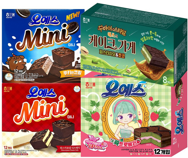 오예스 두바이 예쓰 피스타치오 + 오예스 쑥트로베리 + 미니 쿠앤크 + 미니 마스카포네, 30g