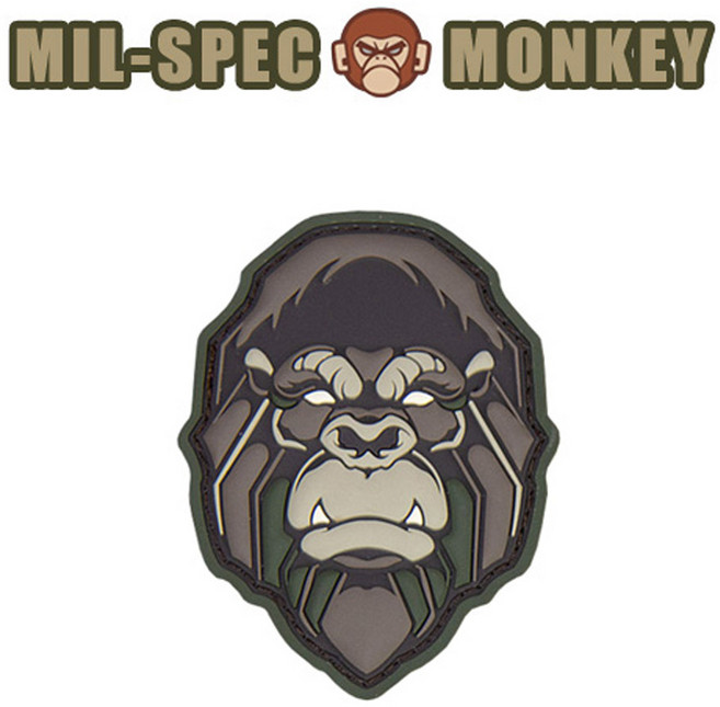 밀스펙 몽키 고릴라 헤드 모랄 패치 멀티캠 벨크로 밀리터리룩, 1개