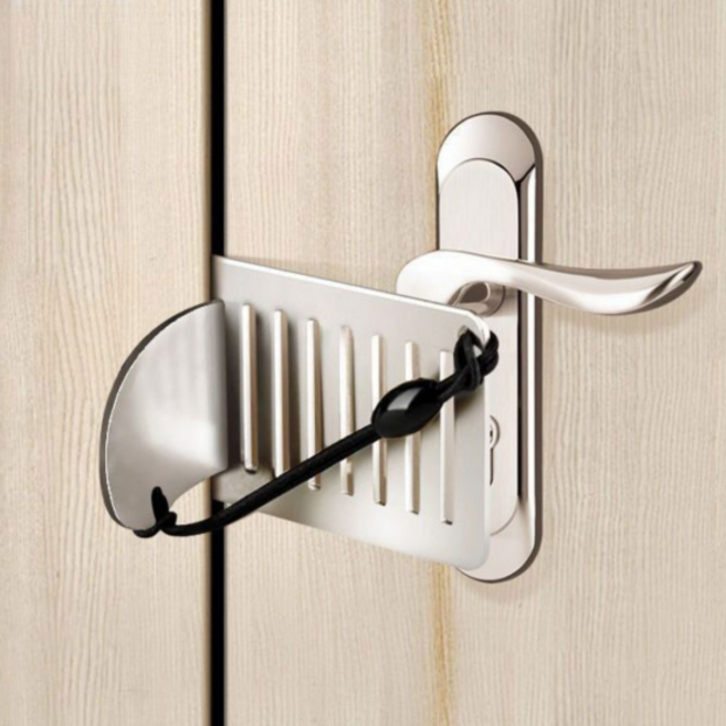 에브리샤인 휴대용 잠금장치 여행용 도어락 방문잠금장치 문잠그개 파우치 포함, 1개