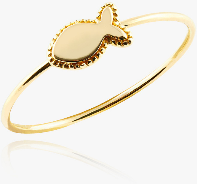 엘렌쥬얼리 14K 로이 물고기 금 반지