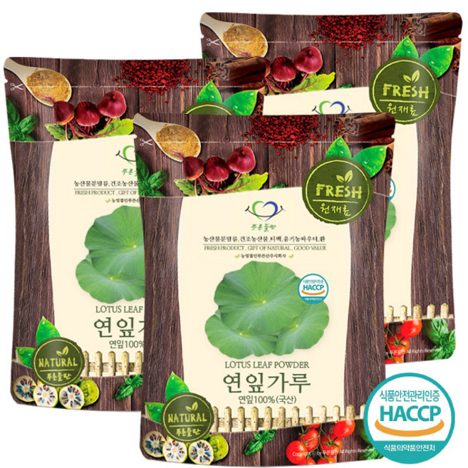 푸른들판 국산 연잎 가루 100% HACCP 인증 연꽃잎 하엽 분말 파우더, 500g, 3개