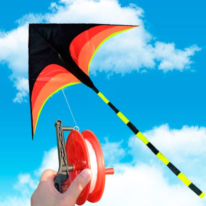 연빠람 가오리연 대형 연 얼레 150m 포함 세트, 레드 1.1m + 꼬리 2m