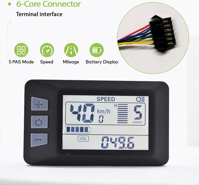P3H 자전거 컴퓨터 방수 유선 사이클 속도계 디지털 스톱워치 사이클링 주행 거리계 24V 36V 48V, 1개, [03] SM 6PIN