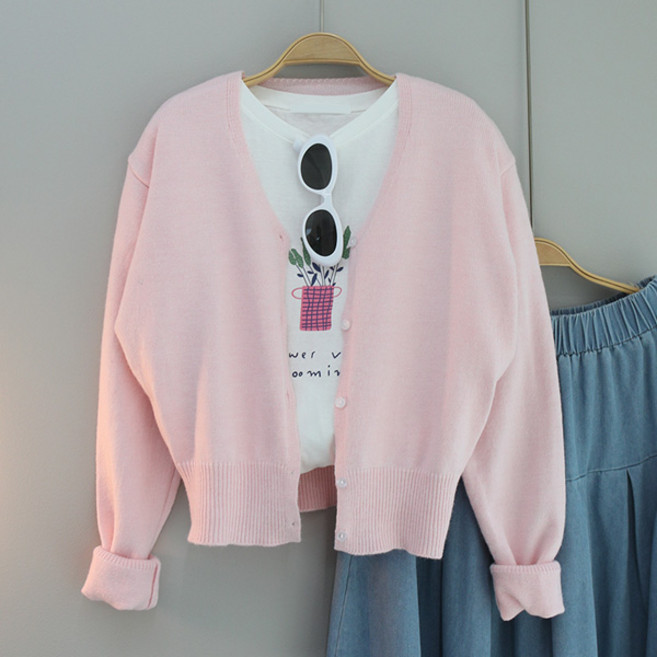 달콩 여성 벨르브이넥크롭니트가디건 봄신상 울가디건