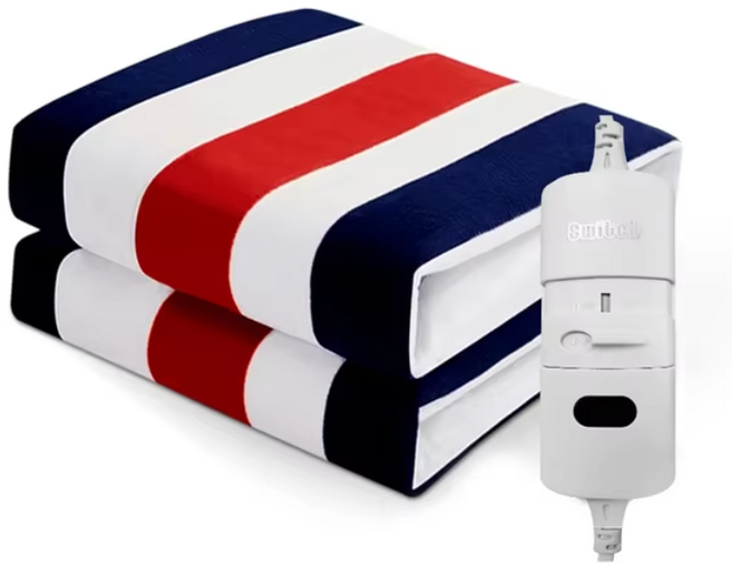 [재입고] 전자파 안심 분리난방 고급 전기요 가성비 온열매트 듀얼제어 극세사 벨벳 싱글 더블 퀸 사이즈, 70x150cm, 스트라이프