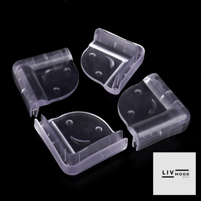 투명 라운드 모서리보호대 4P 아기 안전 벽지 모서리 몰딩 보호대 부딪힘 이마콕방지 보양재, 1개