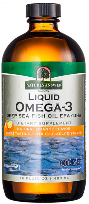 NATURE'S ANSWER Omega-3 EPA DHA深海液態魚油 柳橙風味, 1瓶, 480ml