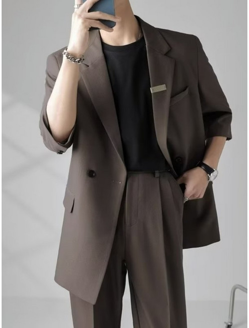 남자 반팔 재킷 캐주얼 블레이저 남성 여름