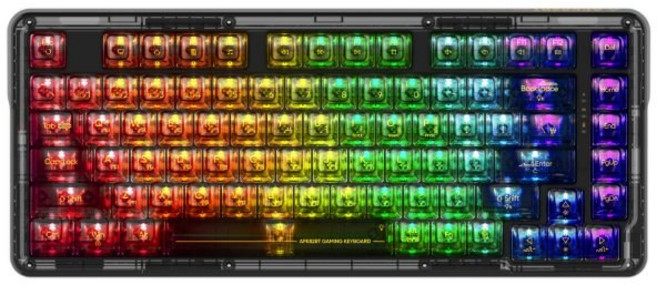 앱코 투명 가스켓 유무선 블루투스 리니어 기계식 키보드, 에스프레소 블랙 + 옐로우, APK82BT