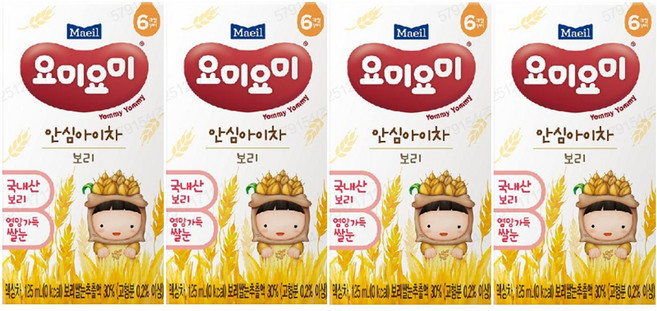 요미요미 안심아이차 보리, 125ml, 4개