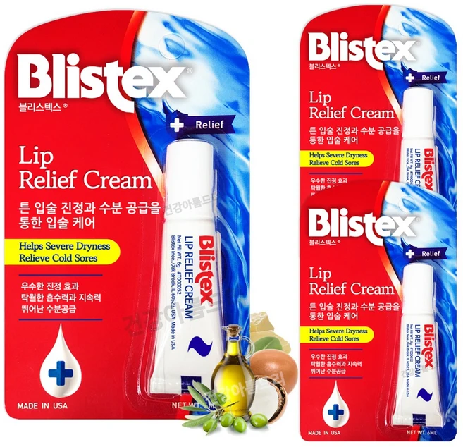 블리스텍스 립 릴리프 크림 립밤, 6ml, 6g, 6ml, 3개 - 쿠팡