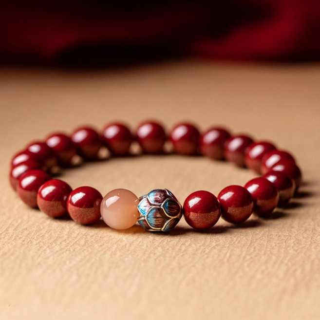 sambuever 연꽃 봉오리 경면주사 소원 행운 부적 팔찌