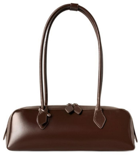 레아르 천연 소가죽 클래식 바게트 숄더백 데일리용