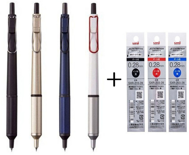 제트스트림 엣지 유성볼펜 SXN-1003-28 0.28mm, 화이트레드+리필심1씩, 1세트
