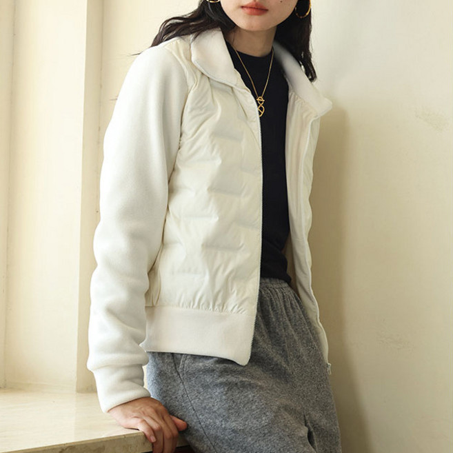 스토리원 여성 플리스 패딩 점퍼 배색 후리스 WM-FWOT024