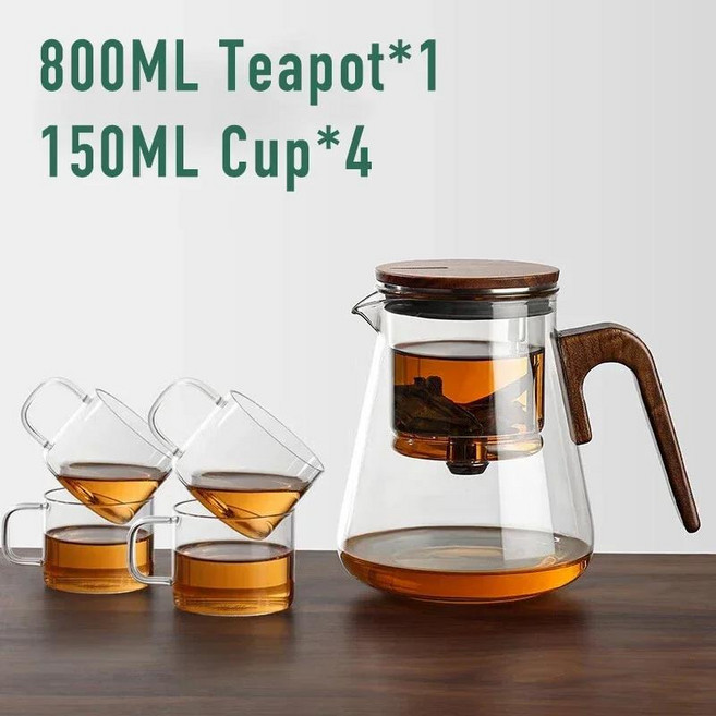 Bonston 우아한 컵 단열 분리 버블 티팟 내열성 심플 필터 찻잔 500ml, 02 800ML 150ml 4, 1개