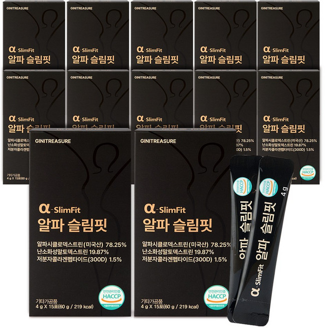 지니트레저 알파CD 알파슬림핏 알파시클로덱스트린 3310mg 15포, 12개, 60g