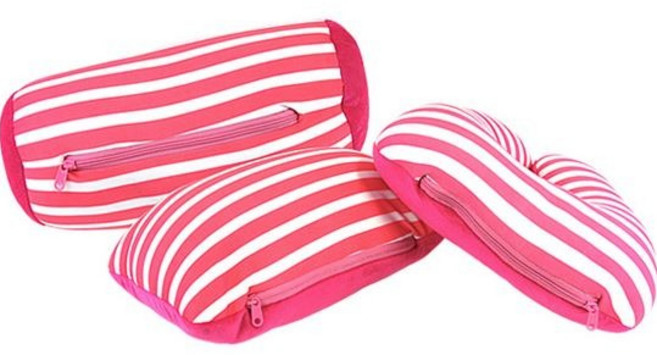 휴대용목베개 마이크로비즈 베개겸용목쿠션 비즈쿠션베개 휴대용다용도목쿠션, 스트라이프, 1개