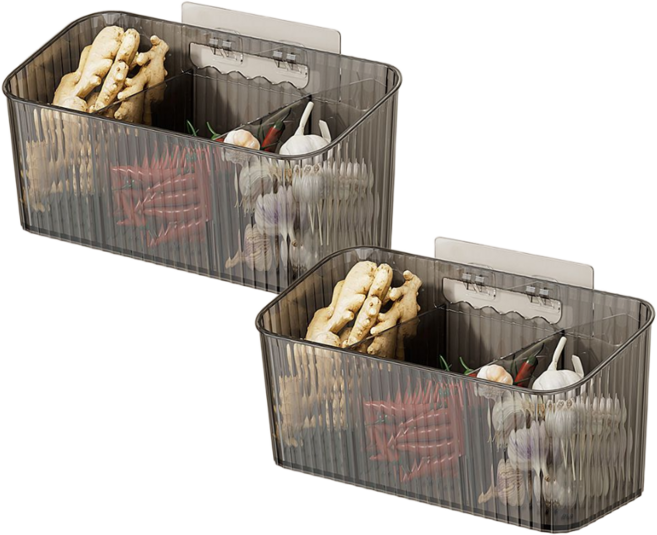 2+1 벽걸이 수납 트레이 미니 선반 바구니 다용도 포켓함, 1세트, 블랙[대형] 2P