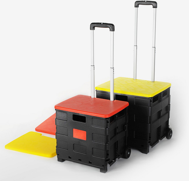 엔조이리빙 다용도 폴딩 박스형 핸드카트 + 뚜껑세트, 1개, MI-BCW25중형(25kg)+뚜껑(옐로우)