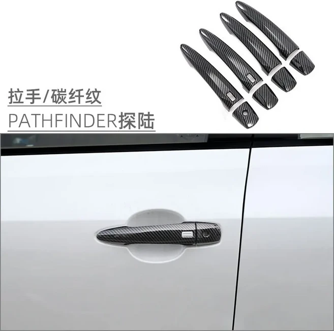 Mitsubishi Triton L200 6TH 자동차 액세서리 도어 핸들 커버 트림 몰딩 장식 스티커, 01 RHD, 01 Carbon fiber stripes